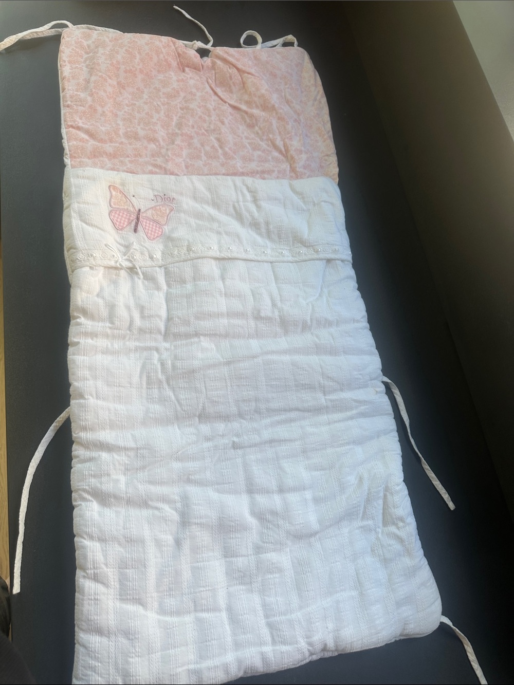 Dior Baby Floral Quilted Blanket in Pink and White